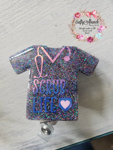 Load image into Gallery viewer, Scrub Life Badge Reel, Glitter Nurse Badge, Retractable Badge Reel, Personalized Badge
